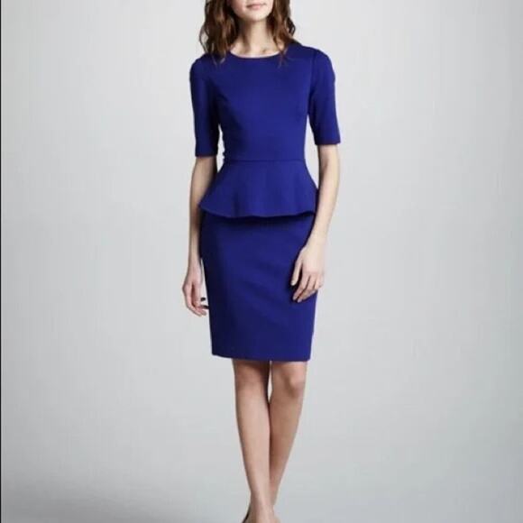 Trina Turk Women's Blue Short Sleeve Stretch Sheath Mini Dress Size - Picture 1 of 6